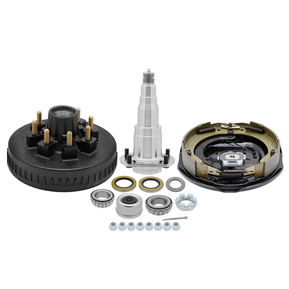 8 on 6.5 - Hub Drum & Electric Brake 12", 7,000 lb Trailer Axle for Spindle #42, 25580/25520 & 14125A/14276 Bearing Seal Kit - 1/2'-20 Studs