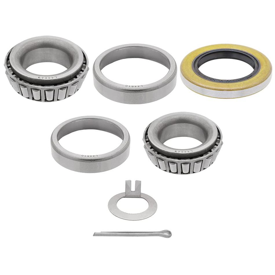 2000-2200 lbs Trailer Axle Bearing Kit fits EZ Lube Spindle 1.000'', L44643/L44610, T-Washer, Cotter Pin, Double Lip Seal 12192TB with 1.250'' ID