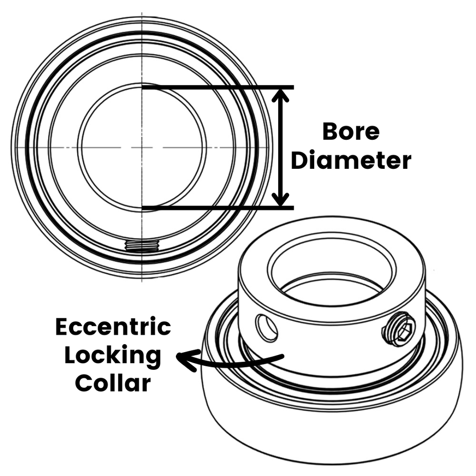 SAF205-16, 4-Bolt Flange Mounted Ball Bearing, 1 in Bore (ID), Insert Bearing: SA205-16, Housing: F205, with Locking Collar