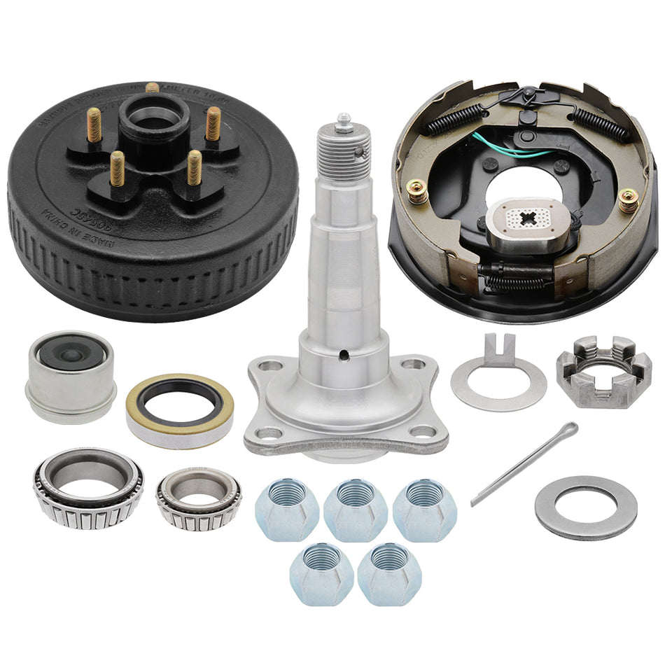 Spindle #84 - 3,500 lbs Trailer Axle Kit - Hub Drum 5 on 4-1/2" - Electric Brake - L44649/10 & L68149/11 Bearing Kit - 010-019 Seal - Spindle Hardware