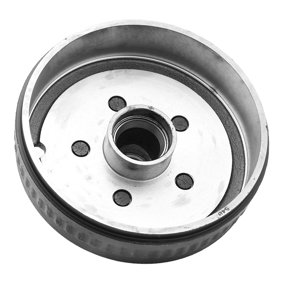 5 on 5 Trailer Hub Drum 10", 3,500 lb Axle, L44610/L68111 Race Pre-installed, Fits 13–15" Wheels