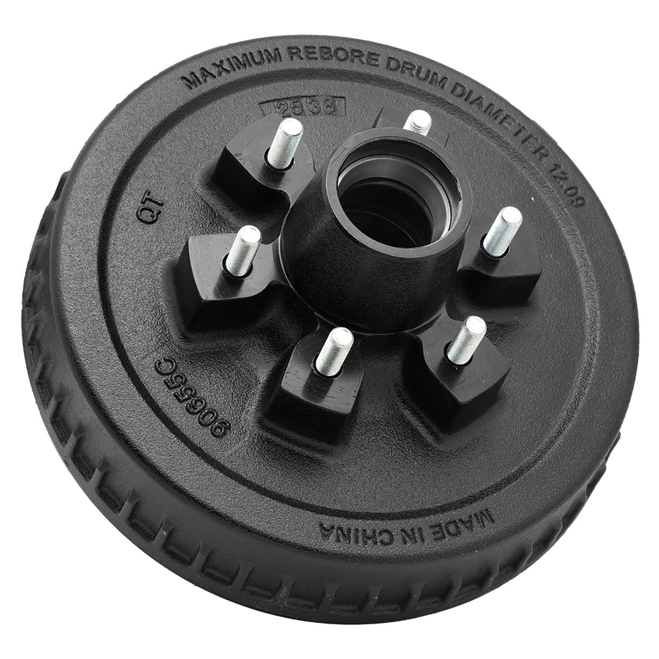 6 on 5.5 Trailer Hub Drum 12", 5,200-6,000 lb Axle, 25580/25520 & 15123/15245 Repair Kit
