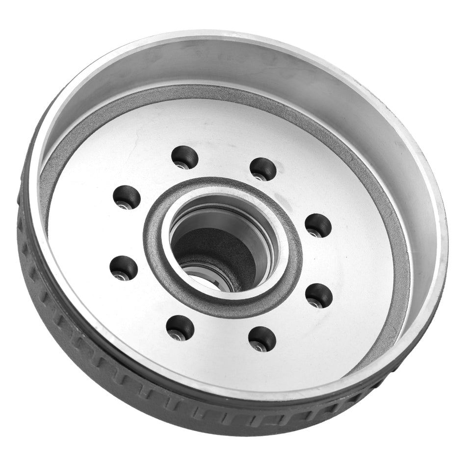 8 on 6.5 Trailer Hub Drum 12", 7,000 lb Axle, 25520/14276 Race Pre-Installed - 1/2'-20 Studs
