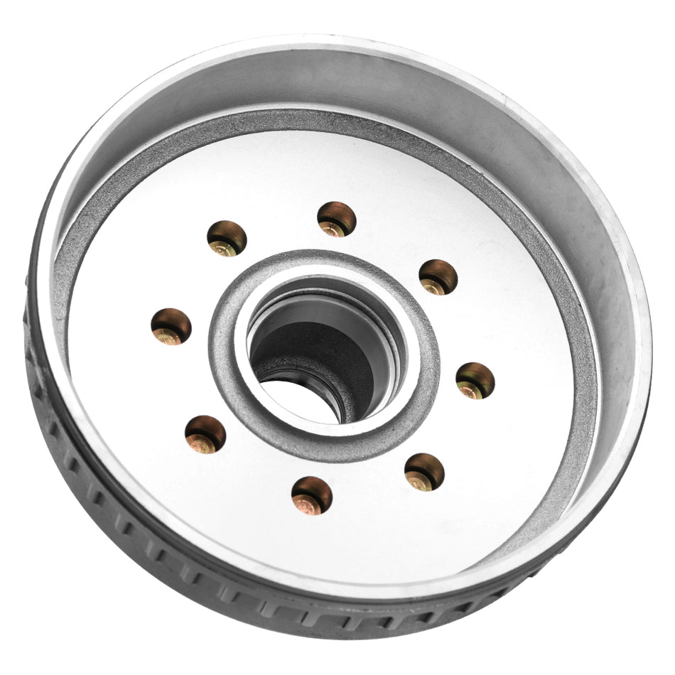 8 on 6.5 Trailer Hub Drum 12", 7,000 lb Axle, 25520/14276 Race Pre-Installed - 9/16" Studs