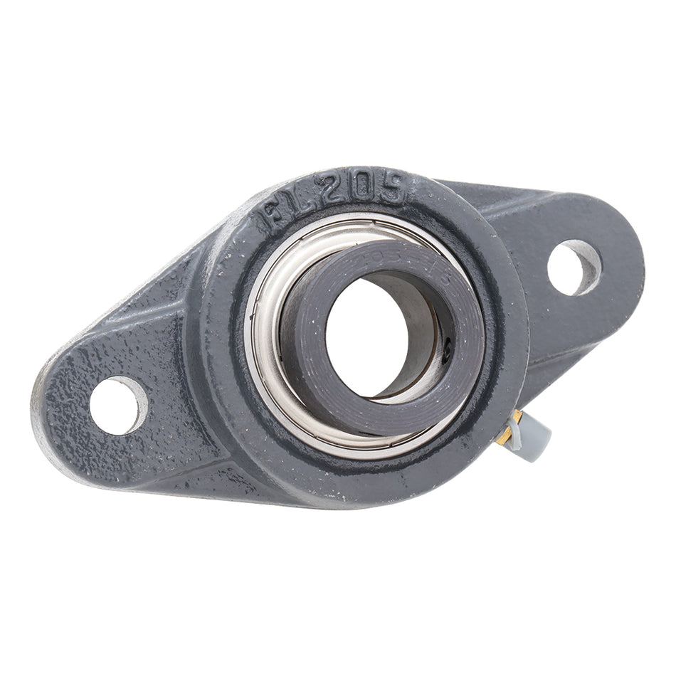 SAFL205, 2-Bolt Flange Mounted Ball Bearing, 0.984 in Bore (ID), Insert Bearing: SA205, Housing: FL205, with Locking Collar