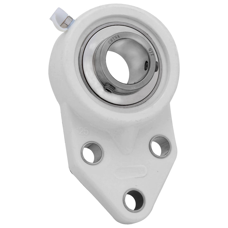 SPUCFB204, Plastic 3-Bolt Flange Bracket Mounted Unit Bearing, 0.787 in Bore (ID), Stainless Steel Insert Bearing: SUC204, Housing: FB204 (P)