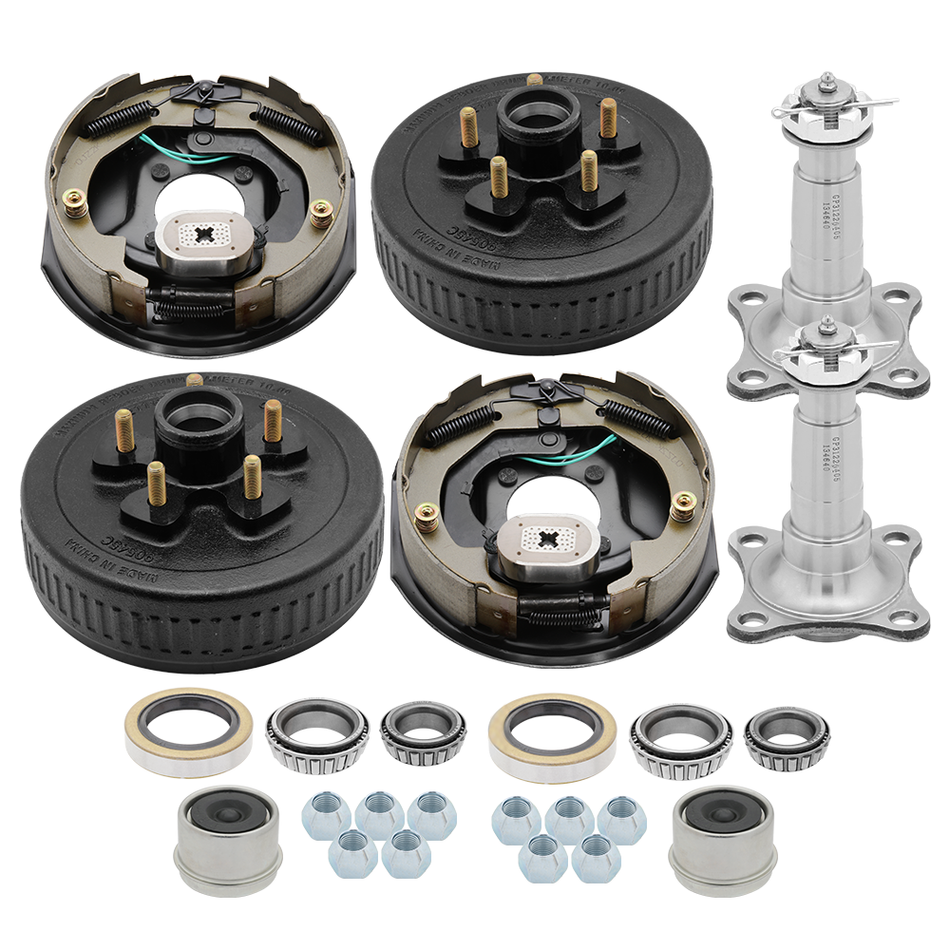 Spindle #84 - 3,500 lbs Trailer Axle Kit - Hub Drum 5 on 4-1/2" - Electric Brake - L44649/10 & L68149/11 Bearing Kit - 010-019 Seal - Spindle Hardware