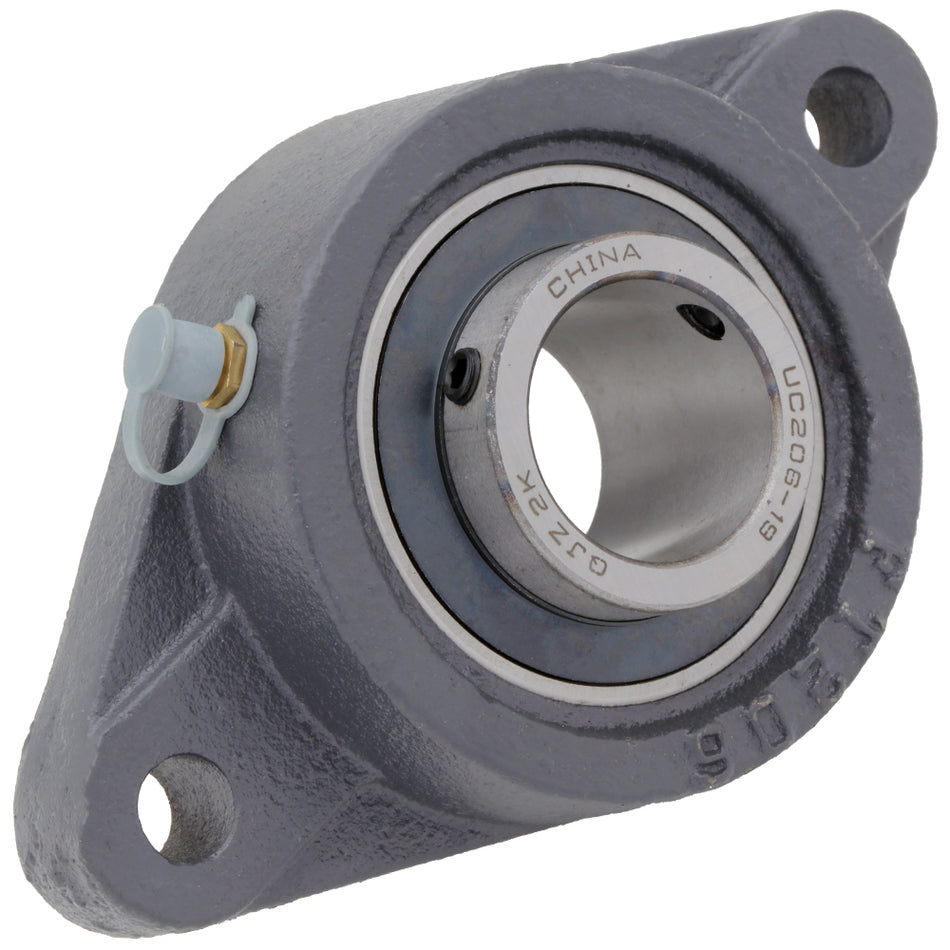 UCFT206-19, 2-Bolt Mounted Unit Bearing, 1.1875 in Bore (ID), Insert Bearing: UC206-19, Housing: FT206